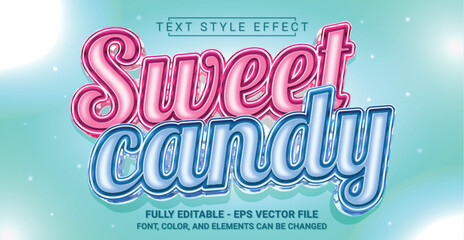 Wall Mural - Sweet Candy Text Style Effect. Editable Graphic Text Template.