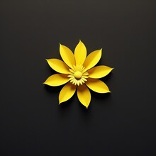 Flower Of Dark And Light Yellow: Creative Beauty Emblem Illustration, Generative Ai