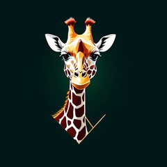 Wall Mural - Giraffe Pattern Emblem: Dark Green Wildlife Art Logo Icon, generative ai