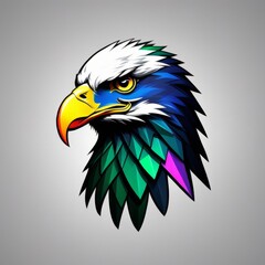 Wall Mural - Eagle of Rainbow Pride: Dark Green Logo & Icon Brand Symbol Background, generative ai