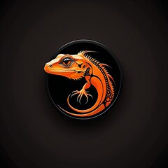 Wall Mural - Lizard in Shades of Dark Orange and Black: An Iconic Abstract Logo, Sign, and Reptile Emblem, generative ai