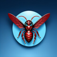 Wall Mural - Eye-Catching Hornet Logo Mix of Light Blue, Dark Red, and Creative Bee Illustration for Company Branding, generative ai