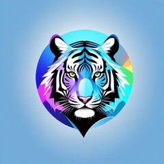 Wall Mural - Tiger Rainbow: A Modern Mix of Light Blue, Colorful and Abstract Logo Branding, generative ai
