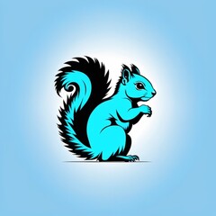 Wall Mural - A Fluffy Squirrel Icon Logo Design: A Light Blue Acorn, generative ai