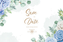 Luxury Navy Blue Watercolor Floral Background Design