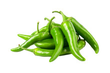 Close-up Fresh Green Chili Isolated On Transparent Or White Background PNG