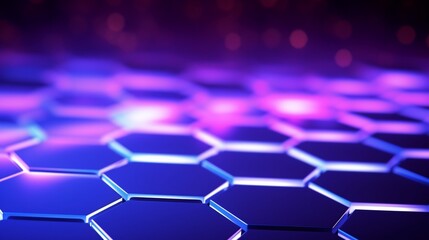 Fototapete - Generative AI : Futuristic glowing hexagonal background design