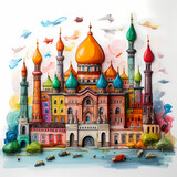 Fototapeta Londyn - Mosque Water Color