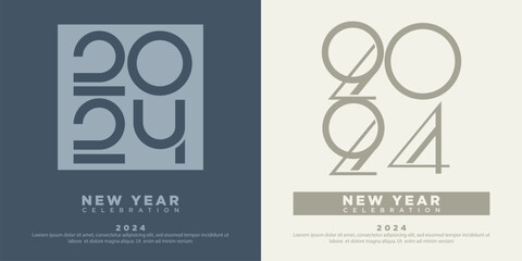 Simple design happy new year number 2024. premium vector for banner, poster, social media post and calendar.