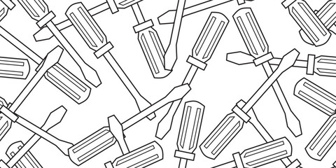 black white abstract screwdriver seamless pattern