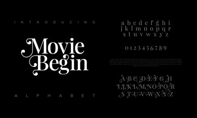 Canvas Print - Moviebegin premium luxury elegant alphabet letters and numbers. Elegant wedding typography classic serif font decorative vintage retro. Creative vector illustration