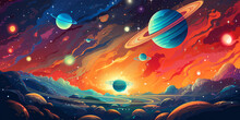 Space Background With Colorful Planet
