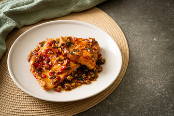 Wall Mural - Fried Snapper Belly with Spicy Garlic Soy Sauce