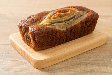 Canvas Print - banana cake on wood board