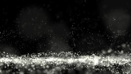 Wall Mural - animation loop black and white glow digital particles wave abstract background for screen project ov