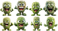 Cartoons Characters Of Smiling And Evil Cacti ,generative Ai