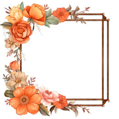 Flower Themed Frame. Transparent Inside and Background 43