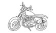 line art of old classic vintage motorcycle