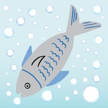 Sea Animal Fish Hand Drawn Vector Illustration