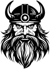 Wall Mural - Viking mascot template. Illustration ready for vinyl cutting. Viking emblem. Celtic warrior logo illustration isolated on white. Image of man portrait for company use or tattoo.