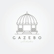 gazebo dome line art vector illustration design, gazebo garden construction icon vector design