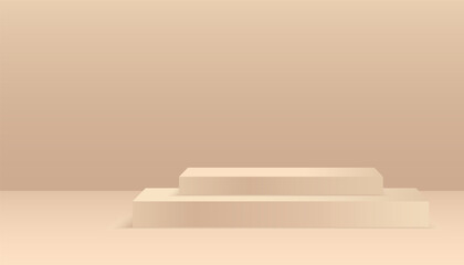 Beige podium, pedestal.Product presentation, mock up, show cosmetic product. Vector illustration.