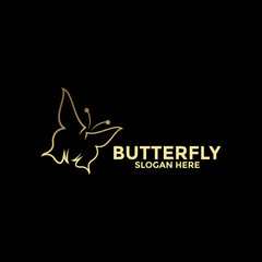 Wall Mural - Butterfly logo. Luxury Butterfly line art, Universal premium butterfly symbol logotype