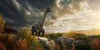 © David Costa Art - Brontosaurus from the Jurassic period with landscape in the background. Long-necked dinosaur in barren landscape