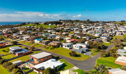 Poster - Aerial view of San Remo coastline near Phillip Island, Australia