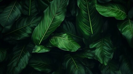 Aufkleber - Generative AI : abstract green leaf texture, nature background, tropical leaf