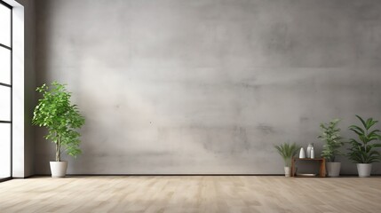Poster - Generative AI : cement floor and wall backgrounds, room, interior, display products.