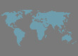 Weltkarte aus Punkten grau und blau