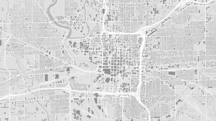 Wall Mural - Black and white Indianapolis map with buildings