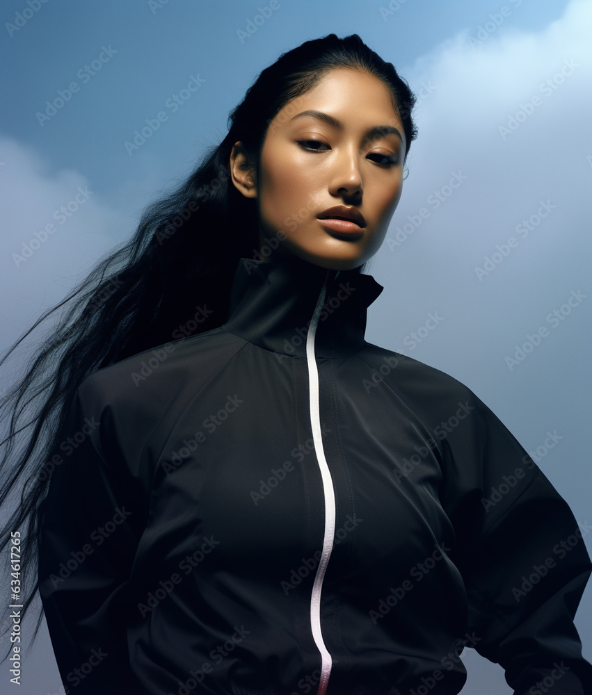 Beautiful fashionable asian woman in modern sport outfit Stock ...