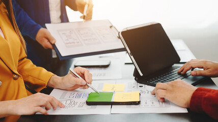 Wall Mural - ux graphic designer planning application process development prototype wireframe for web smart phone