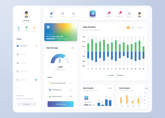infographic dashboard. ui ux design with graphs, charts and diagrams. web interface template for bus