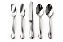 Fork, knife, spoon, cutlery isolated on white background