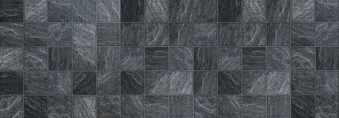 Leinwandbilder - horizontal black and white tiled stone texture for pattern and background.