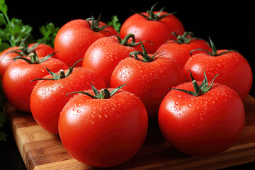 red tomatoes on a black background