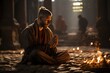 Person praying in a sacred space - stock photography concepts