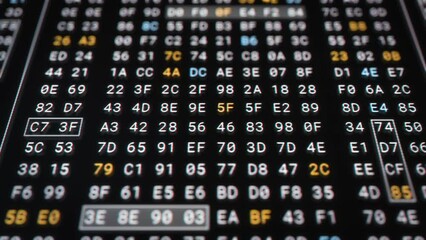 Wall Mural - computer memory code encryption technology for high security. big data analysis process in low level