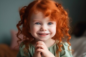 kid girl redhead smile. generate ai