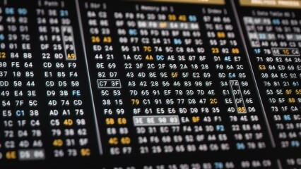 Wall Mural - computer memory code encryption technology for high security. big data analysis process in low level