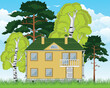 Vector illustration year wood and comfortable building
