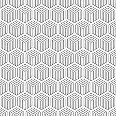 Wall Mural - geometric seamless pattern. repeating hexagon lattice. repeated black line isolated on white backgro