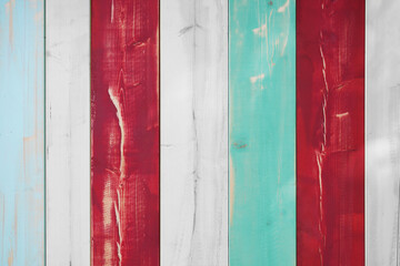 Wall Mural - colorful painted wood fence background with vertical wooden boards