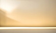 Minimalistic abstract light beige golden background for product presentation. Incident light from the window on the wall and floor.