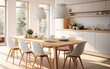 © suriya - scandinavian modern interior design of kitchen, dining table and chairs