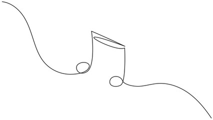 Sticker - animated continuous single line drawing of musical notes, abstract sheet music line art animation