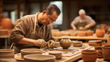 Japanese artisans making fine porcelain